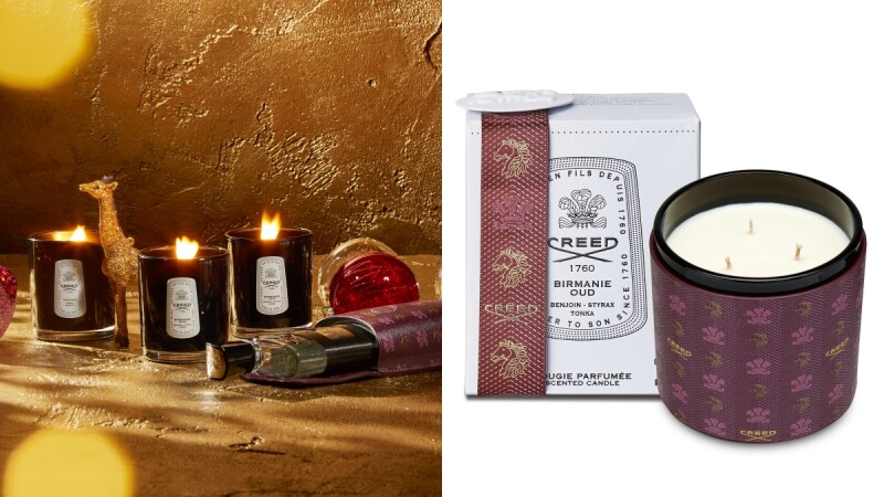 CREED 2021聖誕蠟燭有專屬真皮印花皮套，還有銀色山泉香水限定大容量