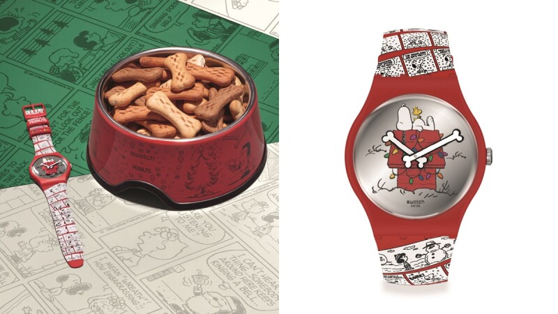 Swatch X Peanuts聯名系列再一發，聖誕特別版腕錶把史努比寵物碗變成包裝