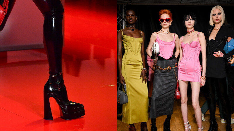 2022秋冬米蘭時裝週|Versace套上馬甲＋乳膠皮靴，性感的冬日穿搭就看凡賽斯這樣示範
