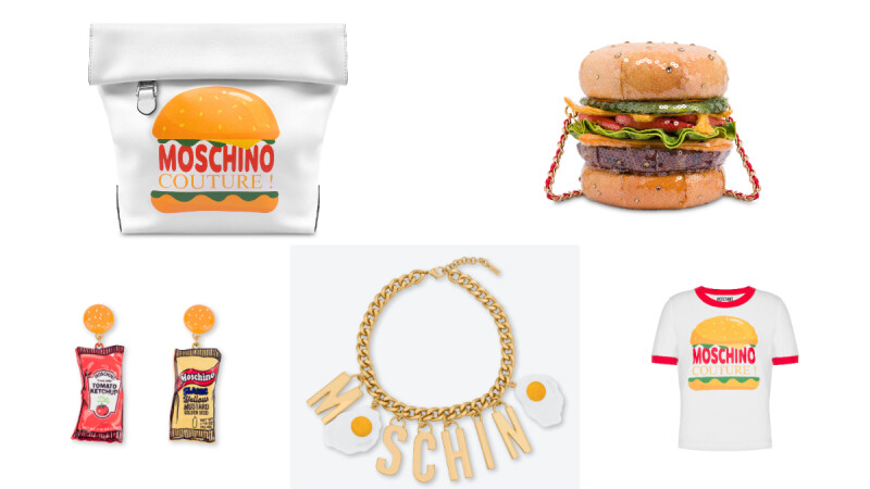 MOSCHINO 2022 女裝度假系列將美式餐點融入設計，番茄醬耳環、荷包蛋項鍊、漢堡包…讓人看了好想吃一口！