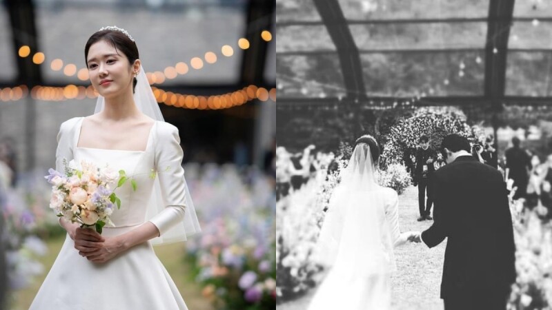 童顏女神張娜拉嫁180帥老公!高雅氣質婚紗碾壓全場,還跟老公同穿西裝