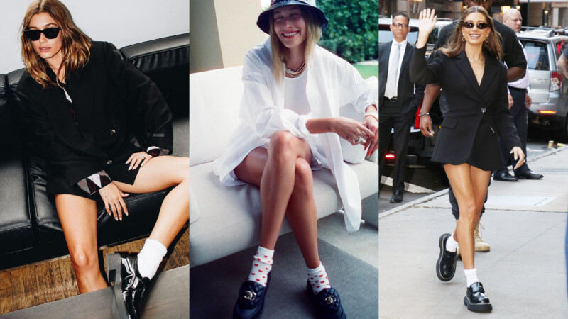 Hailey Bieber樂福鞋專門戶！Chanel、Prada爆款到BV新款，8雙長腿樂福鞋盤點