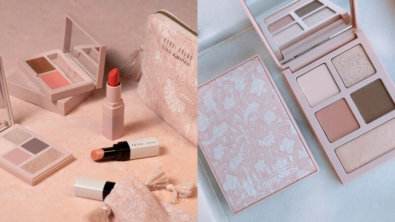 蕾絲刺繡眼影盤太仙!BOBBI BROWN X ULLA JOHSON聯名彩妝全系列氣質裸粉色包裝,不收說不過去