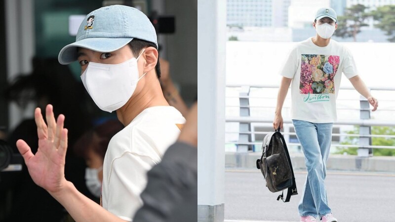 無敵暖男朴寶劍飛抵泰國參加LV 2022秋冬男裝大秀,機場穿搭不只穿LV還有它