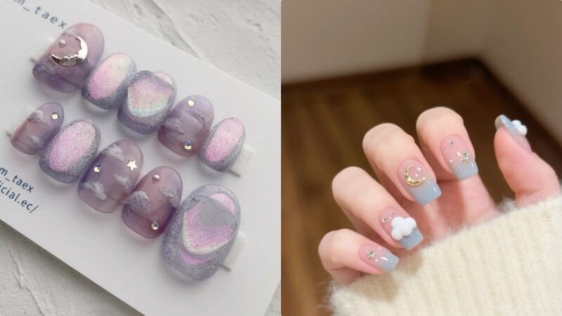 2025美甲「雲朵美甲」10款範本推薦！藍天白雲放在指尖上看好舒暢