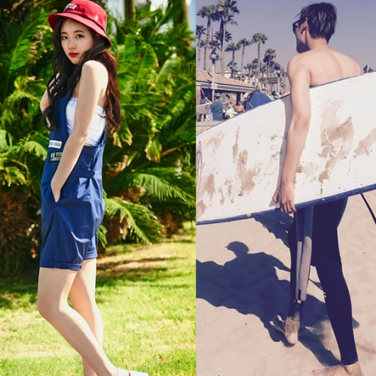 歐巴的泳裝寶貝！夏日最強顏值情侶檔 李敏鎬 秀智海邊衝浪秀身材 