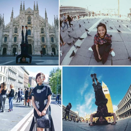 陳意涵 米蘭時裝週大玩倒立拍