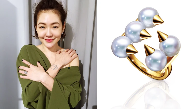 學小S這樣時髦搭珍珠！TASAKI 珍珠黃金戒、星星單耳環太個性