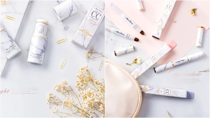 絕美大理石彩妝再一發！MISS HANA花娜小姐推出氣墊CC棒、眼彩棒、校色飾底筆全新大理石系列彩妝