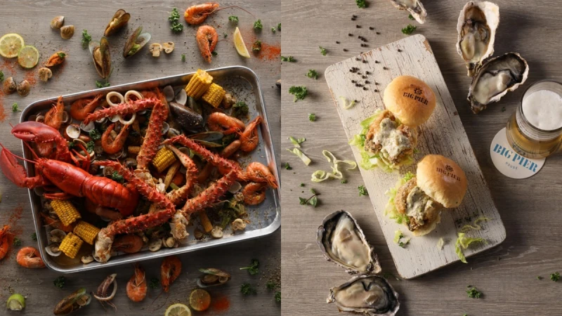 一整桶倒出來的海鮮小山！「BIG PIER美式手抓海鮮餐廳」進駐桃園華泰名品城，豪邁大嗑龍蝦才過癮