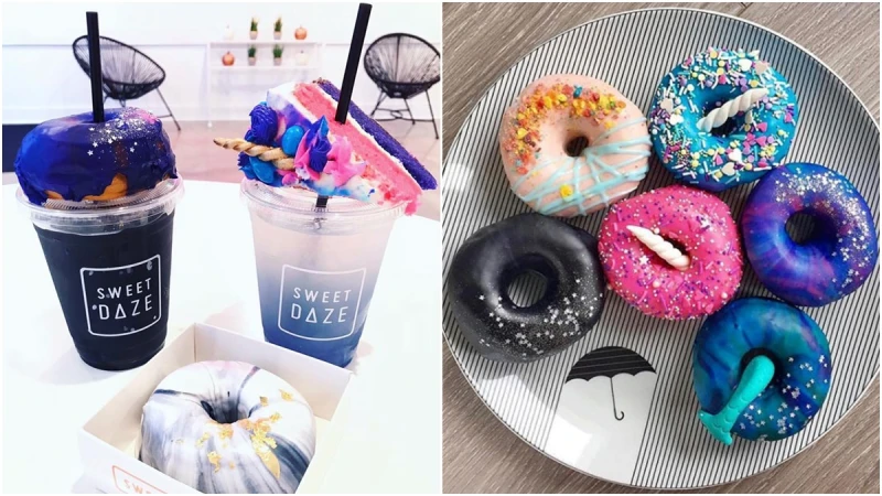 「放上美人魚尾巴、獨角獸角的甜甜圈也太Q」這間Sweet Daze Dessert Bar不只甜甜圈美翻，還有繽紛霜淇淋和漸層氣泡飲