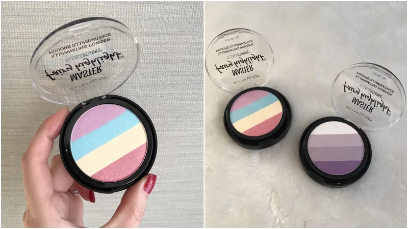 「一閃一閃彩光淚光的打亮效果好明顯」媚比琳全新推出獨角獸幻顏炫彩打亮餅，還有Pantone代表色紫外光打亮餅