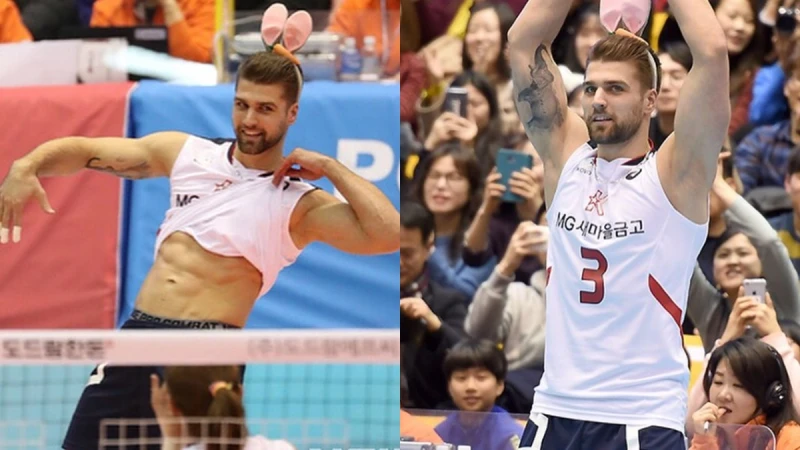 韓國女排最萌焦點是他！21歲超帥匈牙利小鮮肉頭戴粉紅兔耳，大跳TWICE〈LIKEY〉嗨翻全場