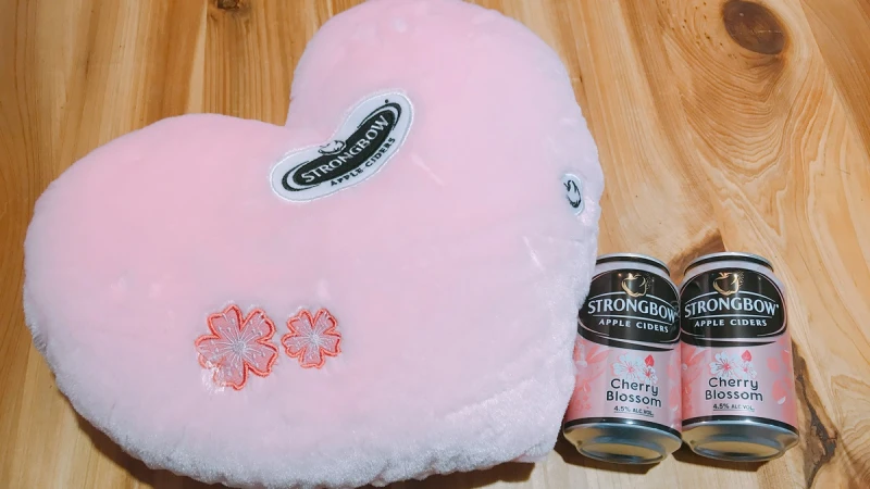 家裡沙發就缺這款粉紅放閃愛心抱枕！STRONGBOW詩莊堡情人節限定的「粉紅櫻花蘋果酒」再度回歸