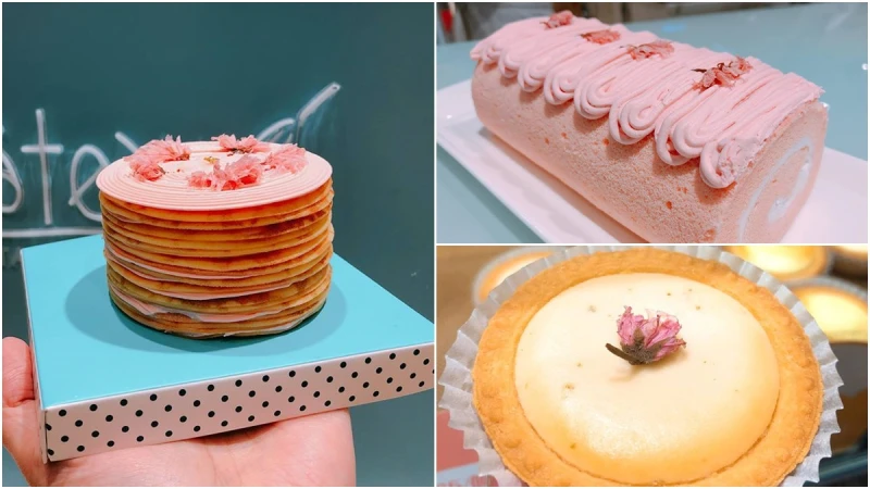 16層高法式櫻花千層派、櫻花起士塔、櫻花鬆餅...充滿粉嫩少女氣息，4款櫻花系限定甜點夢幻登場
