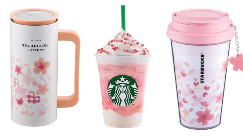 浪漫粉嫩新飲品登場！星巴克推出「草莓蜜香奶霜星冰樂」，加碼4款櫻花季限量杯
