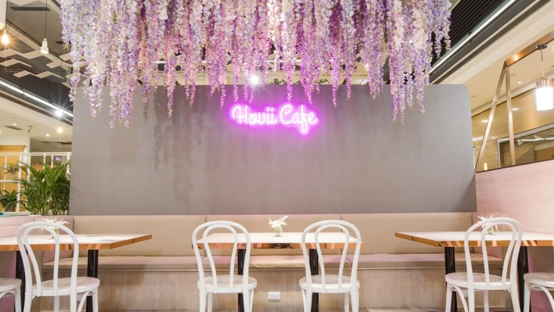 IG超人氣的打卡咖啡廳！高雄福華HOVII Café不只招牌甜點小山園抹茶波士頓派超美味，還有一整片浪漫粉紅紫藤花海太好拍