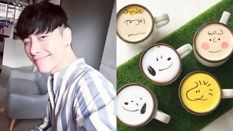  喝了這杯準戀愛！韓國帥哥咖啡師 Lee Kang Bin獨家呈現，「C.Through Cafe」推出史努比系列拉花咖啡