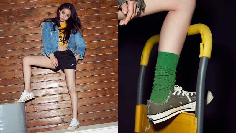 搭配短襪、長襪都好看！看歐陽娜娜這樣示範Converse復古夏季新鞋