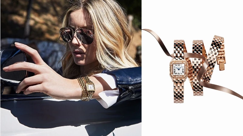 時尚名人優雅穿搭卡地亞全新美洲豹腕錶 