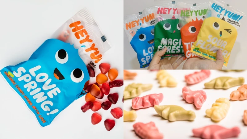 Hey Yum丹麥有機水果軟糖4款包裝太可愛！造型俏皮又不黏牙，完全辦公室療癒系糖果