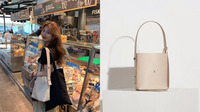 秀智身上的水桶包正是來自韓國品牌JOSEPH &amp; STACEY，還有針織百摺袋、剪刀LOGO錢包等明星商品一次公開