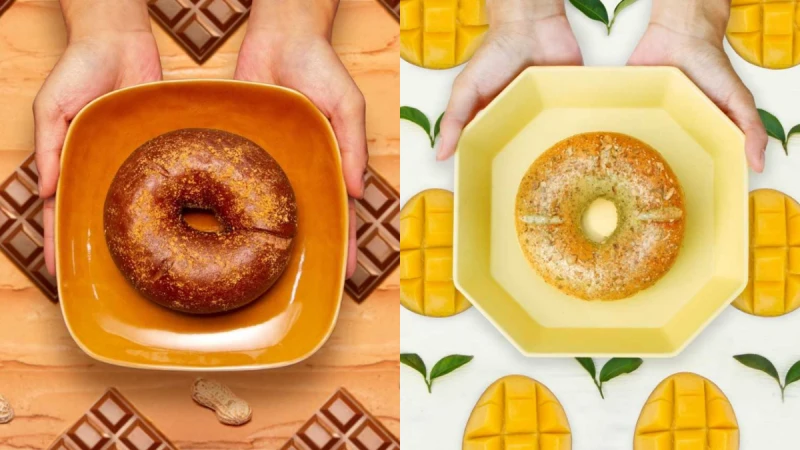 好丘貝果一次推出「花生巧克力」、「芒果金萱」2款期間限定口味！只有這裡的快閃店才吃得到