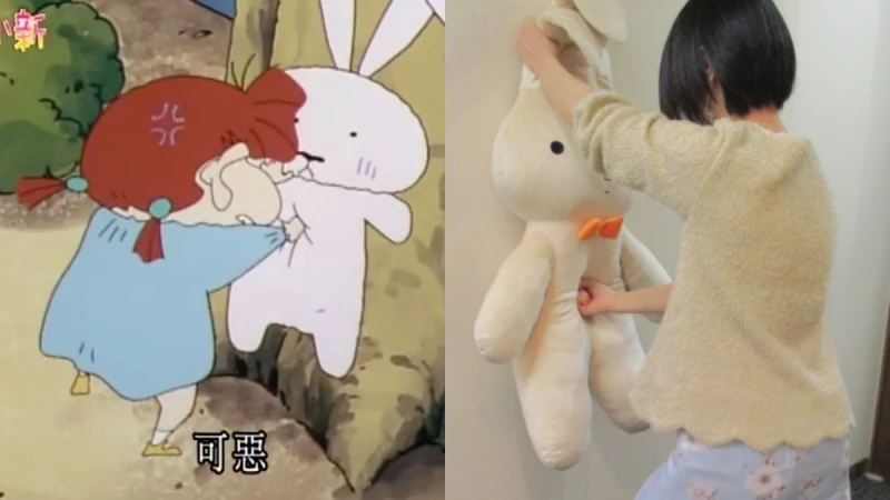 《蠟筆小新》妮妮的兔子娃娃成真啦!90公分好抱又好躺,不爽還能狂揍它紓壓