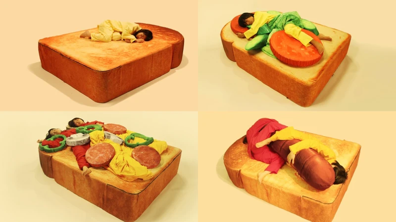 吃貨必備！日本推超擬真「吐司床」，還有蔬菜棉被、香腸抱枕多款配料任你搭配