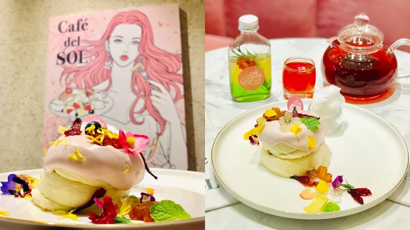 仙氣爆棚！福岡人氣鬆餅推出期間限定「洛神花園鬆餅套餐」，滿滿花瓣超浪漫