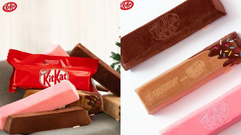 巧克力控必備！Dunkin&#039;x KITKAT推「KitKat巧克力抱枕」巨大版外觀神還原，還有三種口味一次滿足