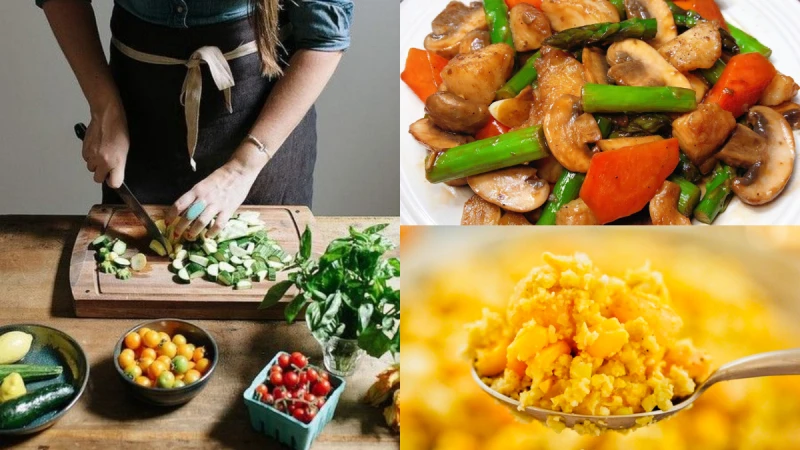 3菜1湯美味減脂家常菜！花椰菜蝦仁炒蛋、青椒炒雞丁、蘑菇炒魚，絲瓜菌菇湯 零廚藝也能上手！