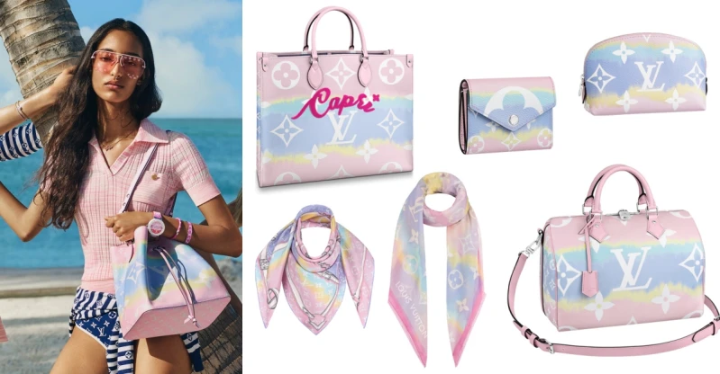 史上最夢幻的「紮染包」！LV粉嫩托特包加碼繡小島名，度假氣氛「袋」著走～