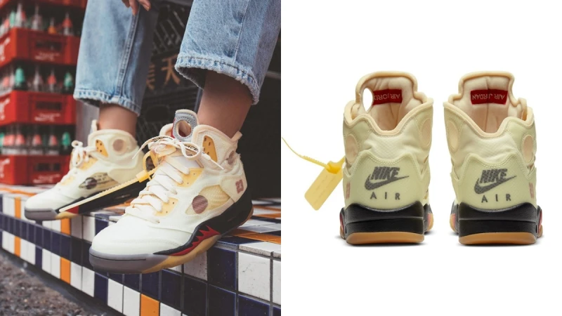 Nike X Off-White再推溫柔奶油黃Air Jordan 5聯名球鞋，童鞋、嬰兒鞋一併上架