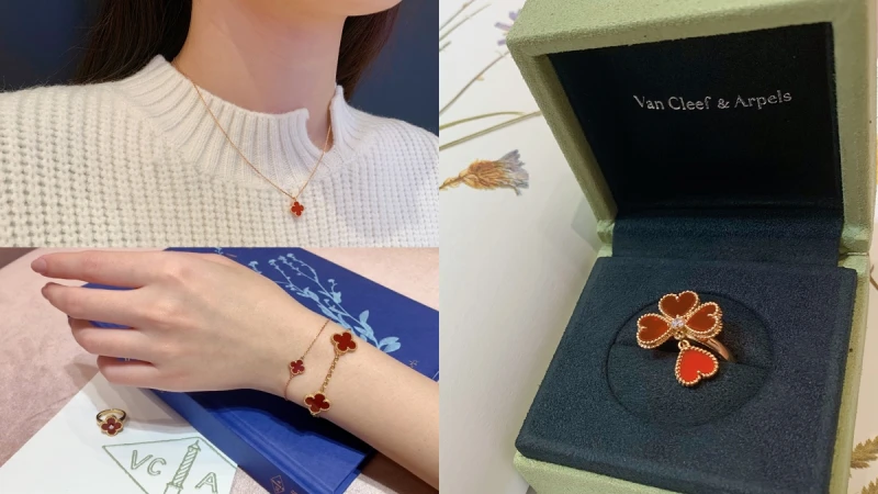 VCA四葉幸運草更迷你更可愛！Sweet Alhambra系列紅玉髓項鍊、手鍊與戒指，附細節與價格│試戴報告