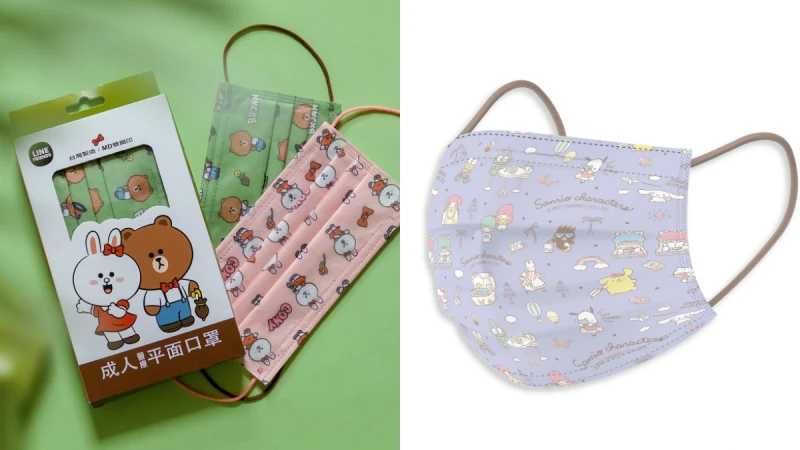 LINE FRIENDS復古款、三麗鷗旅遊款口罩超萌開賣！熊大兔兔戴上情侶款紅色蝴蝶結，6/2限量登場