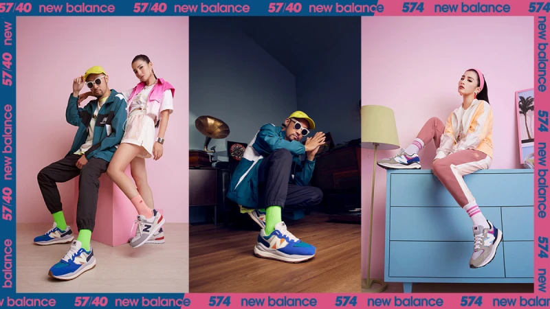 TURN UP！最強嘻哈師兄妹檔—熱狗&amp;江靜，這次腳踩NB 574&amp;57/40放膽玩色，演繹經典跨越世代的獨有SWAG態度！