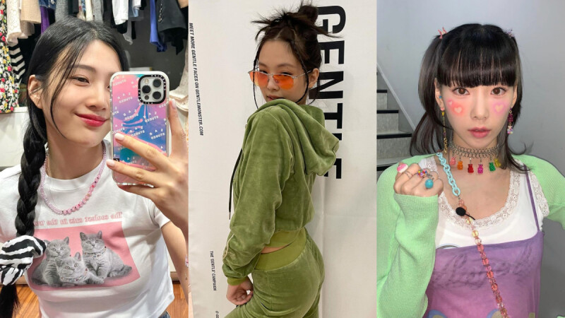 Y2K復古風潮穿搭！絨面套裝、串珠飾品、低腰褲...Jennie、太妍等5種女星正愛的懷舊元素