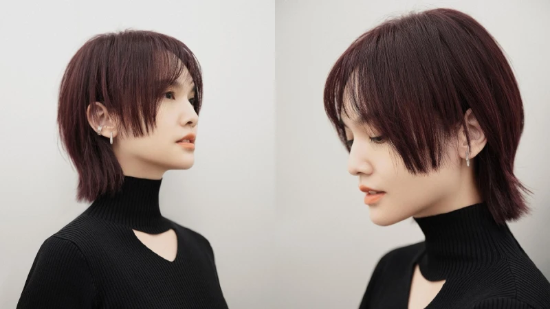 2022短髮範本:楊丞琳區塊剪x顯白莓果色染髮,自然弧度+外翹個性十足