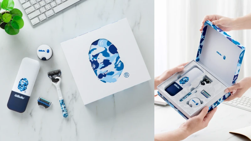 潮酷型男最心動的地表最強聯名—Gillette x BAPE 限量禮盒，搶收送給心愛的他，讓品味自信都升級，順便收獲來自男神的愛心發送連擊吧！