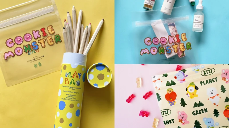 台灣時髦環保夾鏈袋「PLAY BAG瘋狂小袋」熱賣TOP 5公開！超可愛BT21、餅乾怪獸陪你愛地球