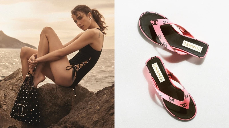 香奈兒Coco Beach系列化身海灘女神：雙C Logo夾腳拖、刺繡肩背包…
