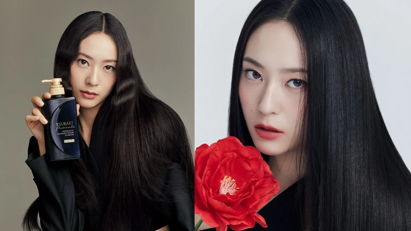 2023大勢髮型「黑直髮」女神Krystal也換上了！愛用TSUBAKI 職人黑洗護系列亮出柔順天使光圈！秘密就在獨家「離子修護技術」0秒打造光澤柔順秀髮