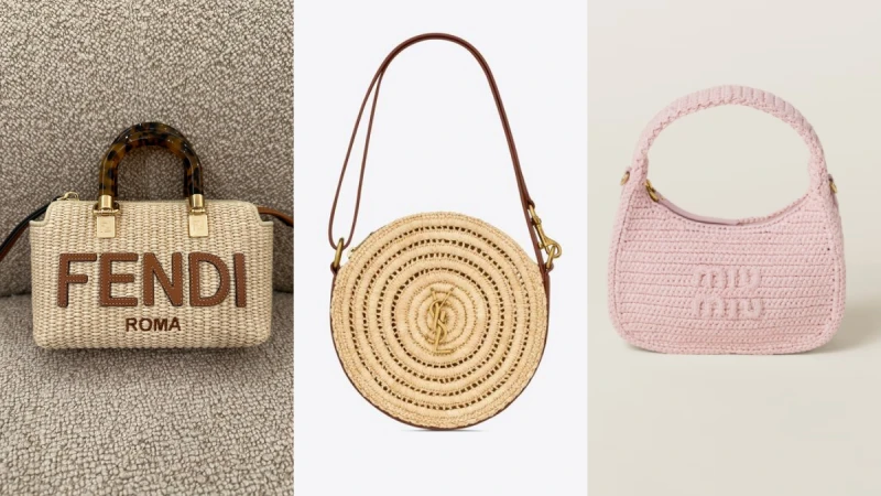 5款春夏精品草編包推薦，MIU MIU夢幻櫻花粉色、YSL俏皮圓餅包太燒
