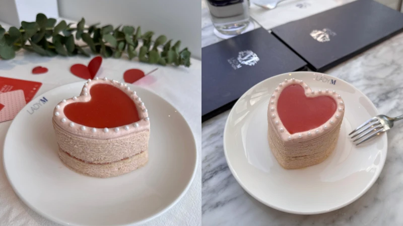 Lady M首度推出「紅心芭樂千層」！討喜愛心形狀、粉橘色外觀七夕限定