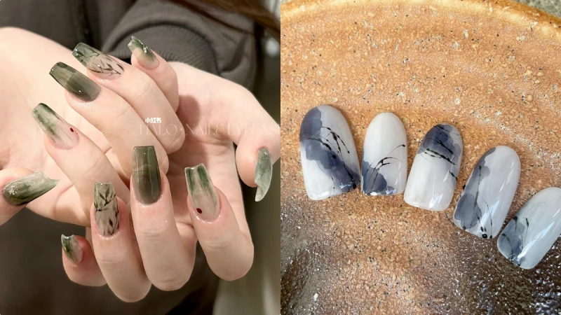 水墨畫美甲正熱！帶有清冷氣質的25款指彩範本推薦