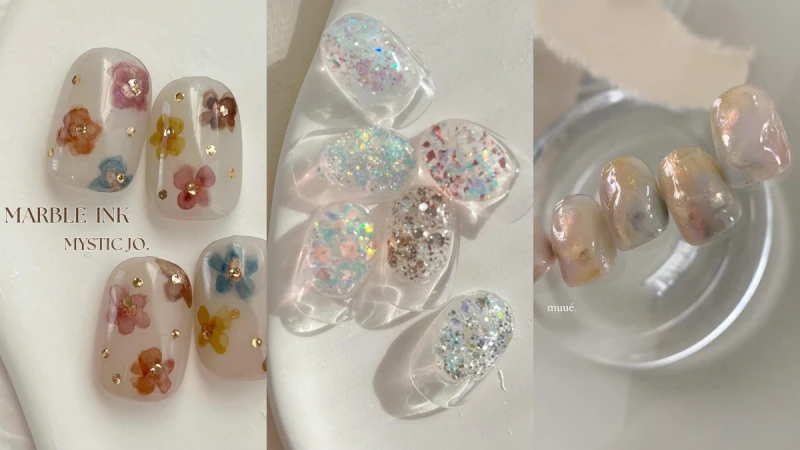 2024精選20款初春美甲靈感：繽紛櫻花、裸透淡彩風、可愛小花⋯