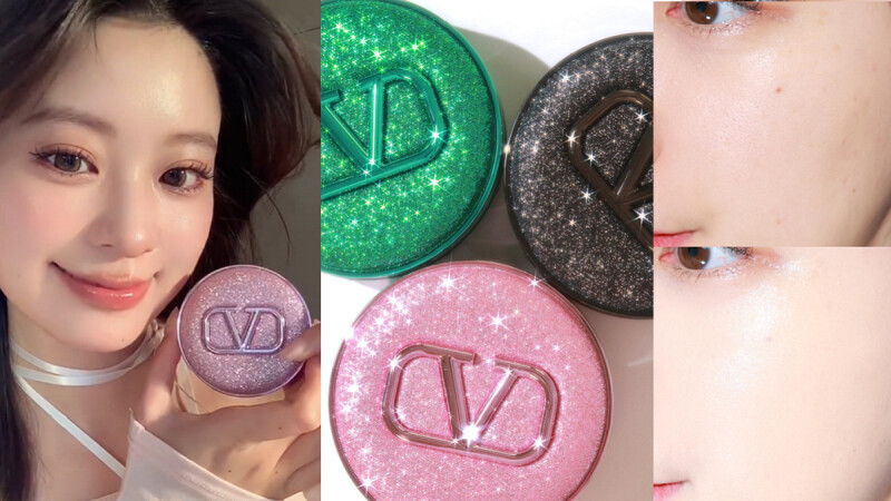 VALENTINO BEAUTY怪美綠、傲慢粉、躁動黑氣墊美到NEXT LEVEL！一拍瑕疵隱形宛如天生美肌般的輕透嫩臉~被封每個精緻女孩必收的「換皮氣墊」網友實測評鑑公開！