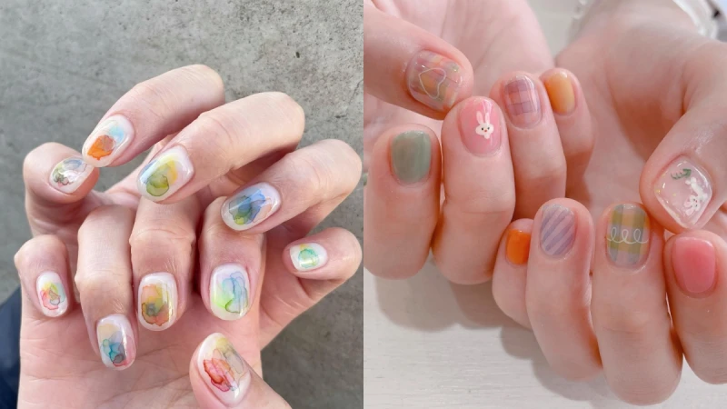 2024春夏必做淡彩風「水彩美甲」20款推薦!氣質滿分的低調暈染太溫柔
