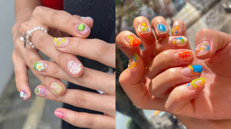 短指甲美甲20款推薦!半透立體果凍、珍珠光質地⋯可愛程度無人能敵!